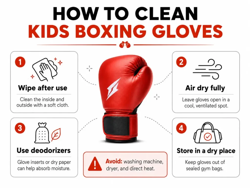 how to clean kids boxing gloves