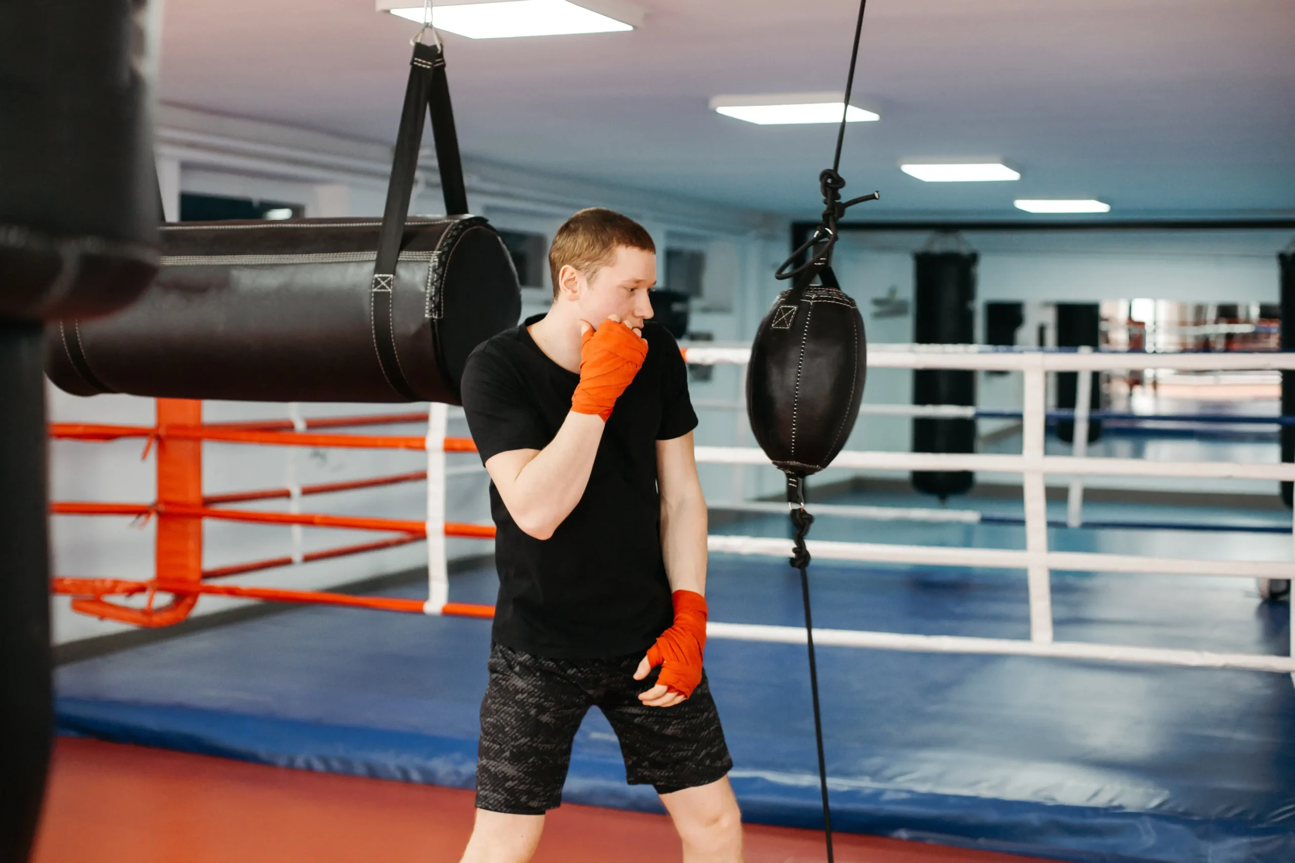 boxer training in ring