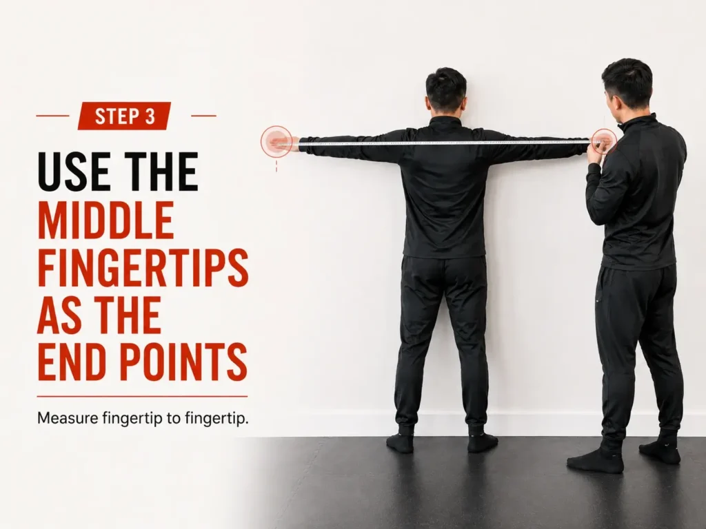 Use the middle fingertips as the end points
